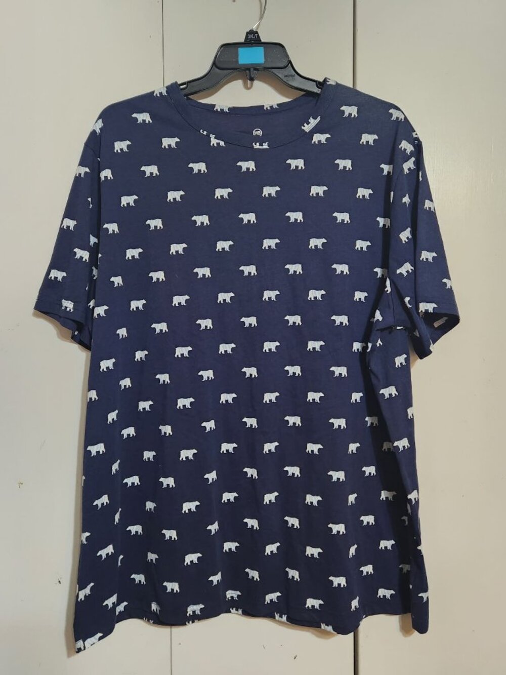 HB Men's 2XL T-Shirt Navy Blue Polar Bears Print Short Sleeve Shirt EUC